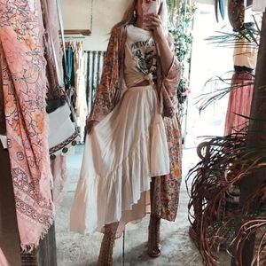 Spell Gypsy and Collective Seashell Ruched Skirt XS Ivory Cream